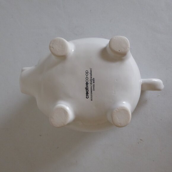 NEW CREATIVE CO-OP BRAND WHITE PIG CERAMIC HANDLED BOWL DISH - Picture 11 of 12